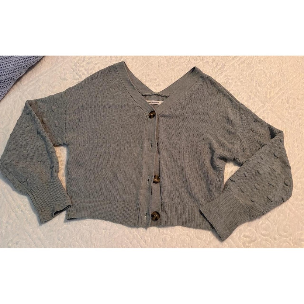 Moon & Madison Cardigan Womens Size L Green Casual Knit V Neck Layer Essential - Picture 3 of 12